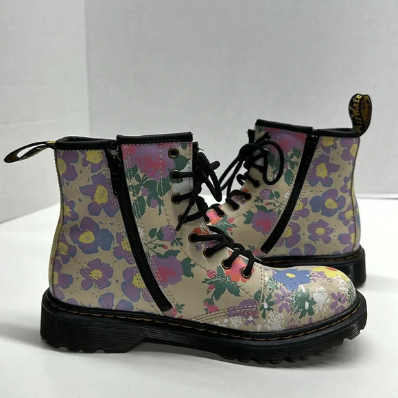 Dr Martens Doc Docs 1460 Combat Lace Up Boots Shoes Floral Print Women's Size 5 - Picture 6 of 10